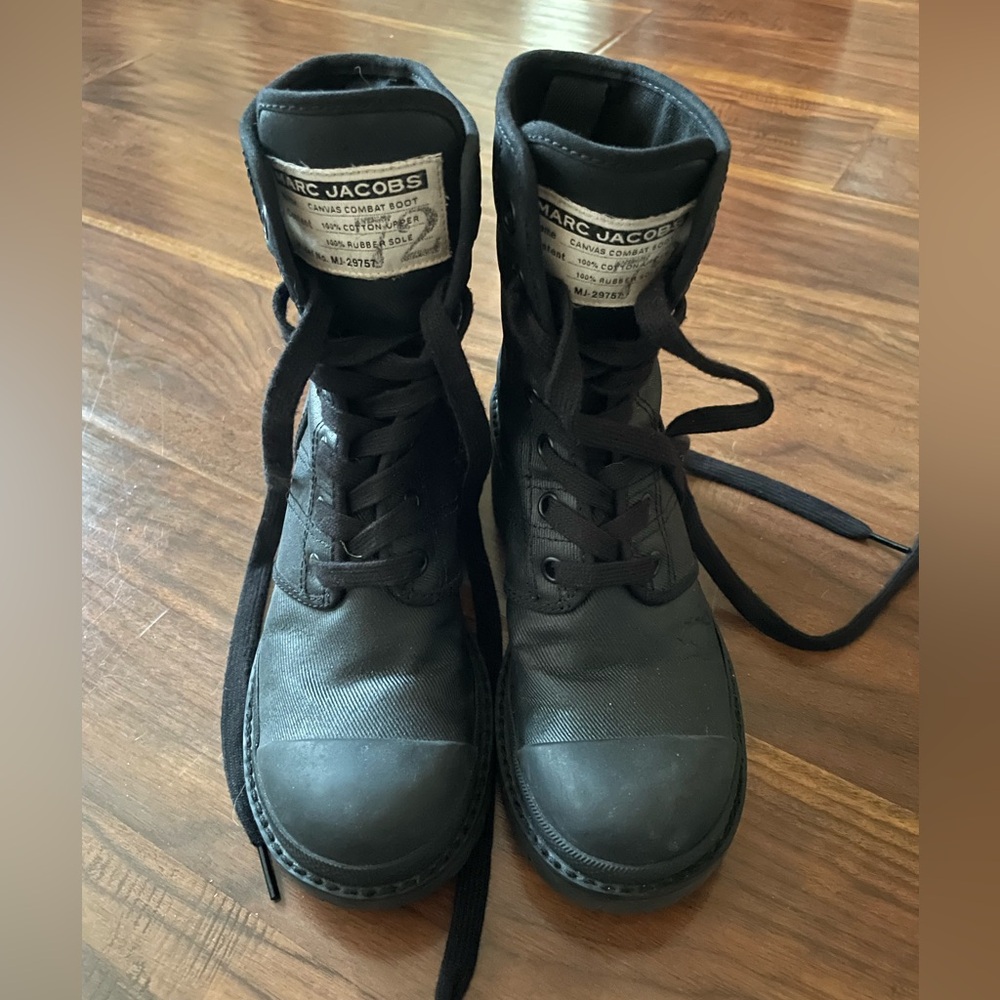 Marc Jacobs Black Canvas Combat Boots